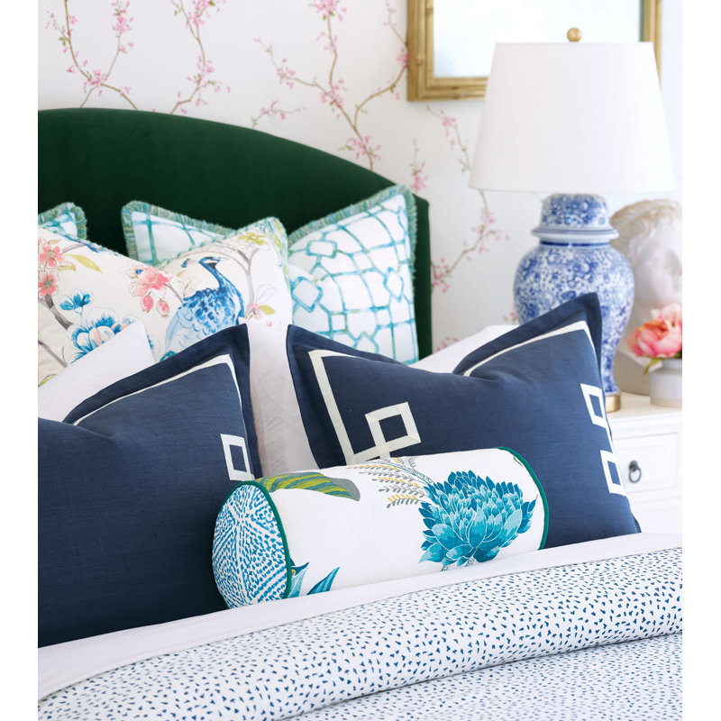 Emmy Peacock Square 100% Cotton Throw Pillow Cover & Insert, Polyester