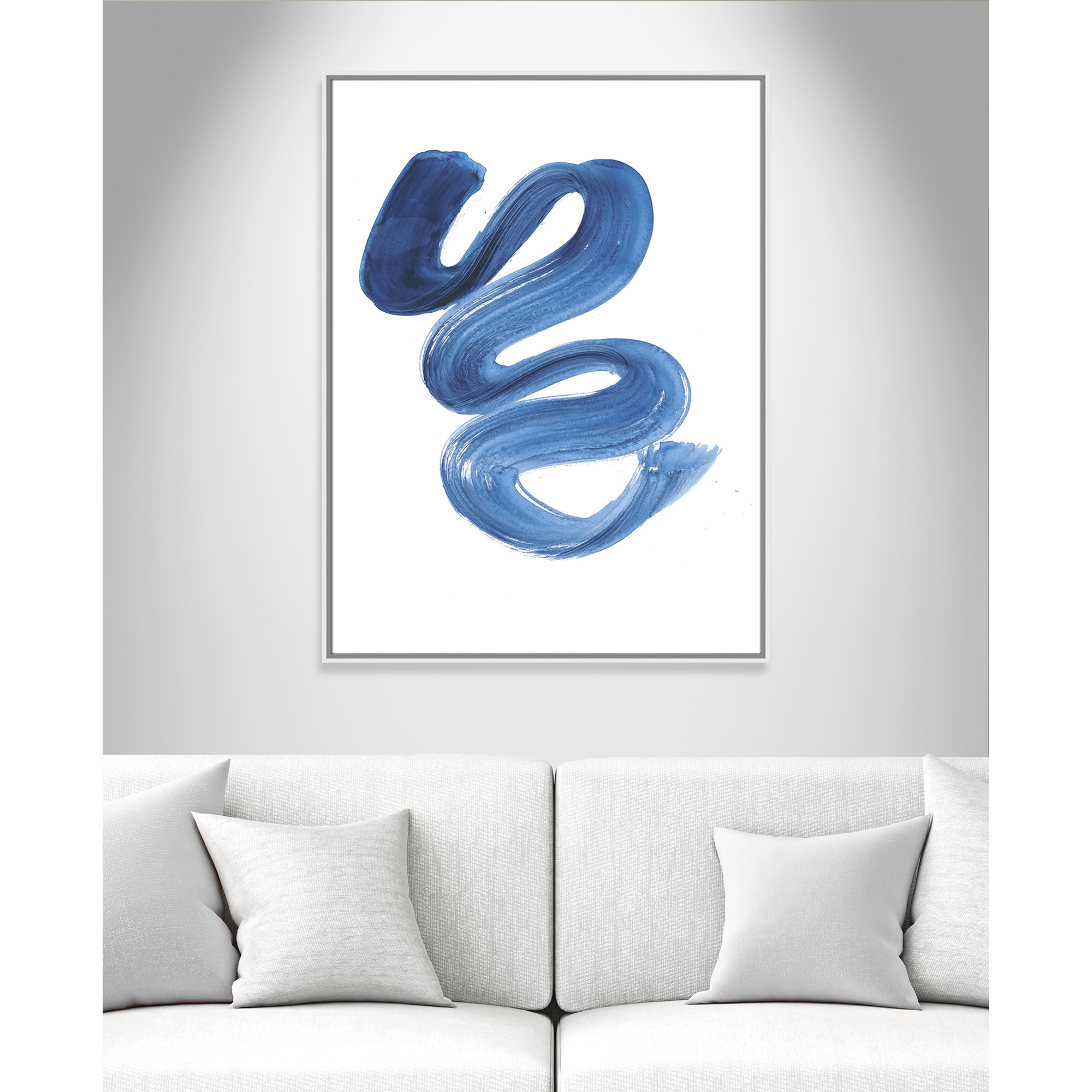 Slinky Indigo II by Filippo Ioco  - Painting Print, 41.5" H x 31.5" W x 2" D, White Framed Canvas