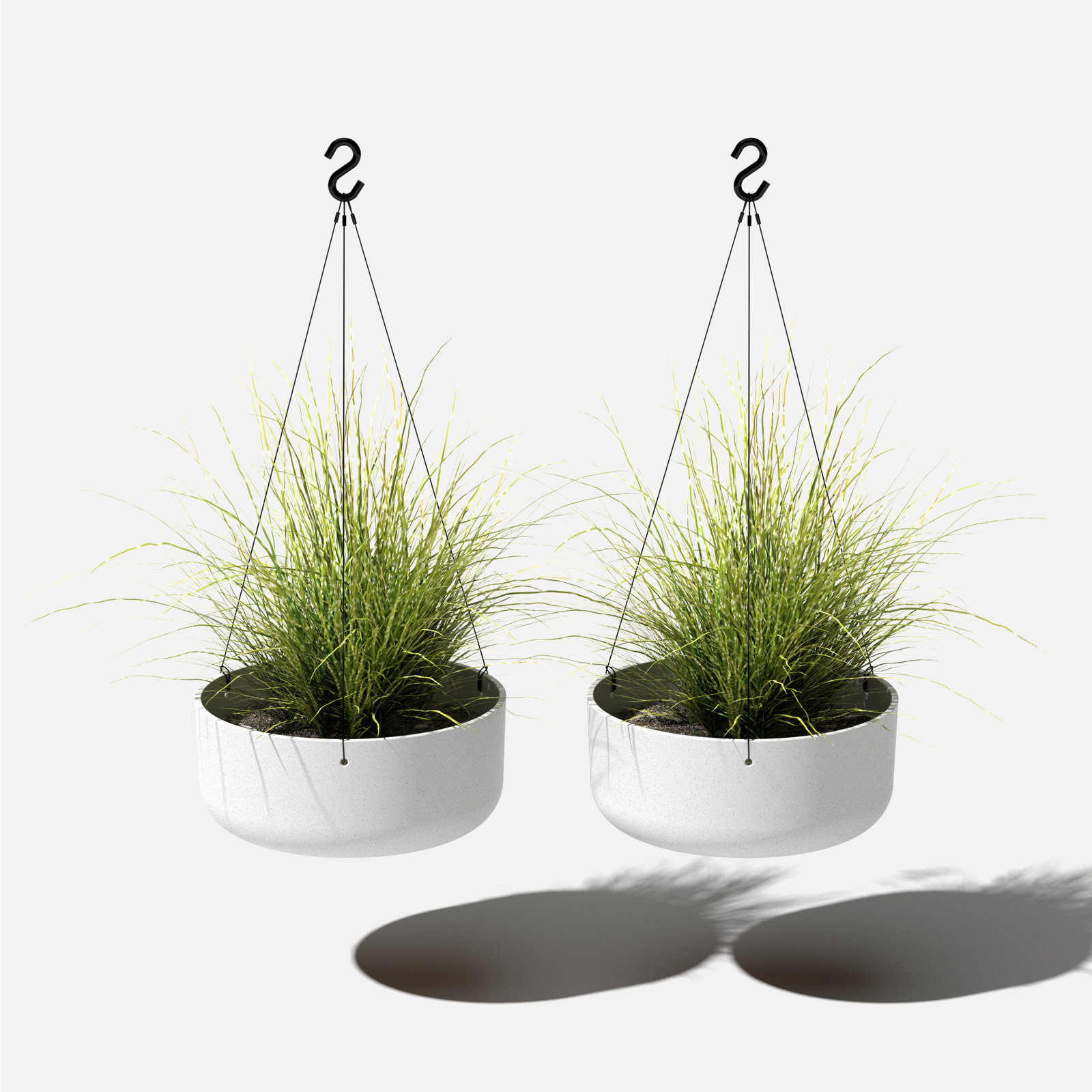 Mason Series Hanging Kona Bowl Planter, 2, White