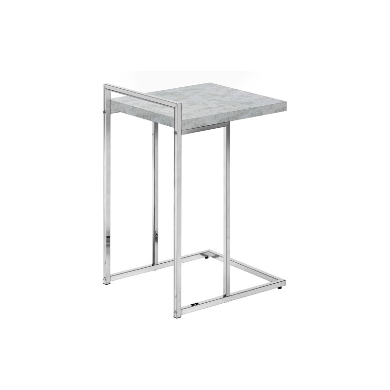 Table de bout moderne avec plateforme en stratifié gris et support de bureau en métal stable