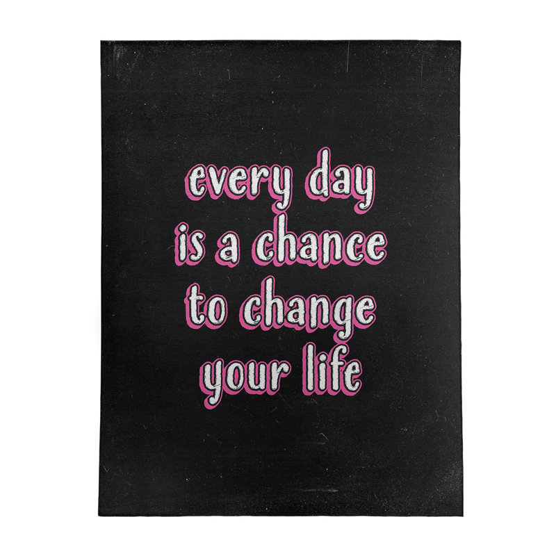 Tapis de poly-chenille style tableau noir change your life quote, Rectangle 8 pi x 10 pi