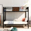 Lit superposé double au-dessus d'un lit double avec cadre en acier de style moderne avec barrière de sécurité, échelle intégrée pour chambre à coucher, dortoir (lit)