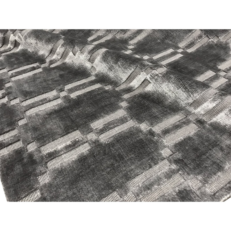 Hand-Knotted High-Quality Dark Gray Area Rug, Rectangle 9' x 12'