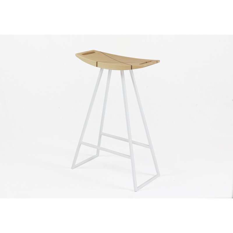 Tabouret de bar et de comptoir Robert, Érable, Blanc, Tabouret de comptoir (siège d'une hauteur de 24 p