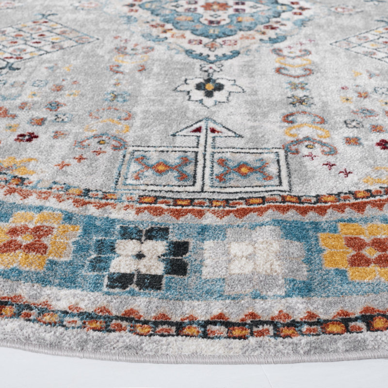 Tapis oriental lavable à la machine Bayside, Rond 6 pi 7 po