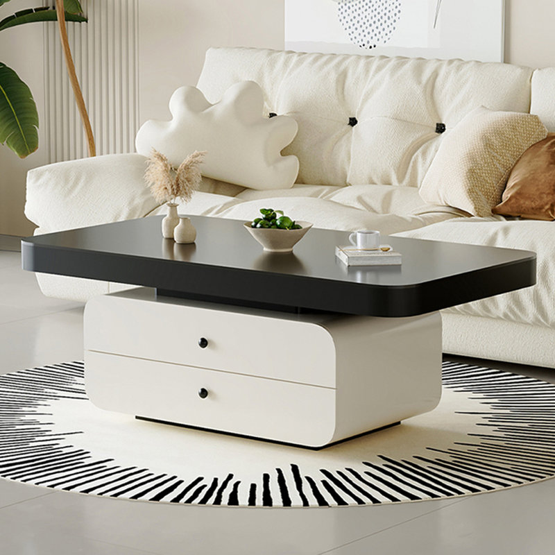 Table basse Luxury Rockboard, Plateau noir / base blanche, H 16,5 po x L 43,3 po x l 23,6 po