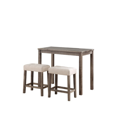 Ensemble de table bistro 3 pièces 22 po x 42 po x 36 po avec 2 tabourets en lin brun contemporain
