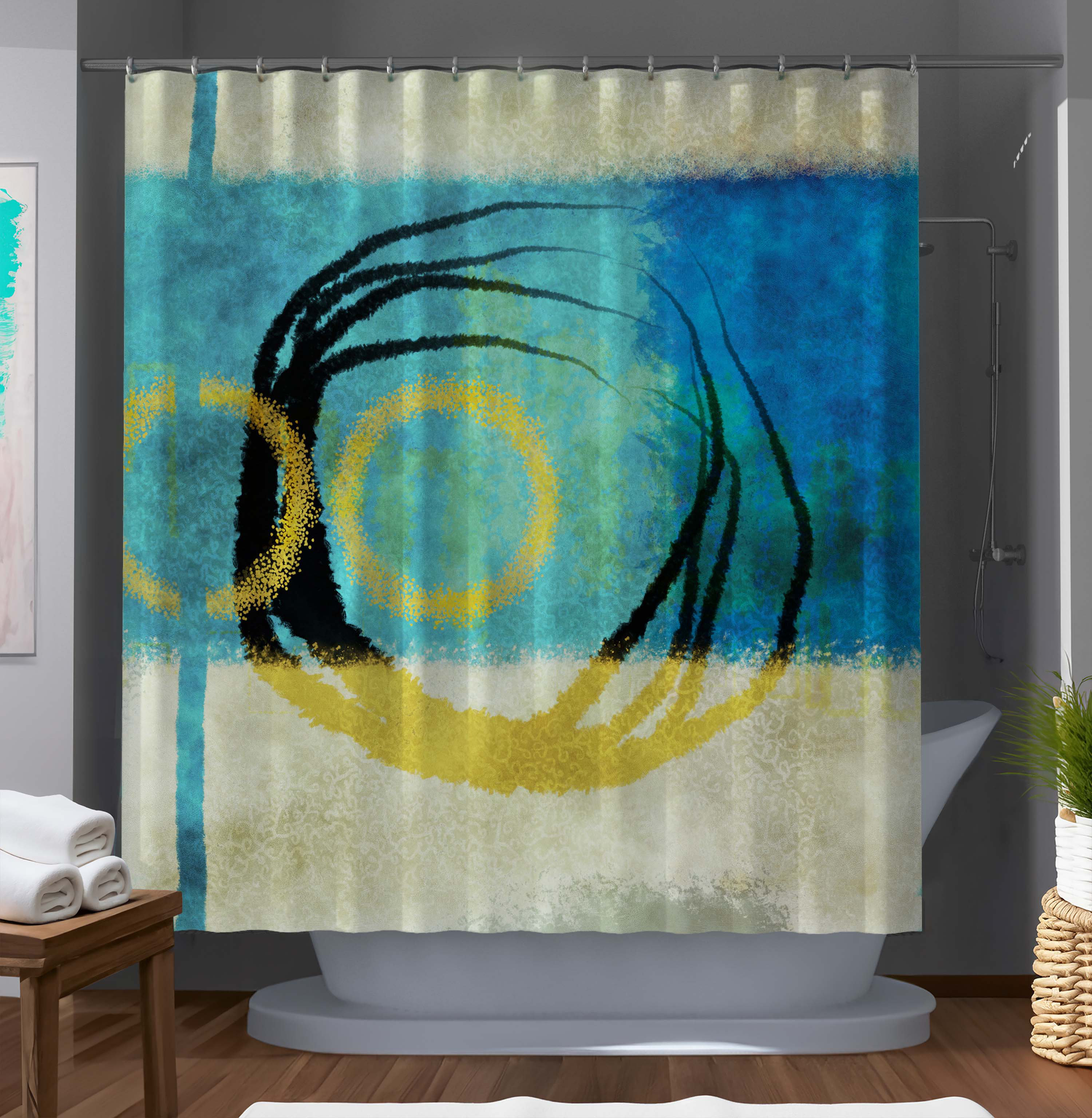 East Urban Home Budhu Abstract Shower Curtain Wayfair