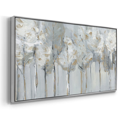 Silver and Gold Tree Line- Framed Gallery Wrapped Canvas -Ready to Hang