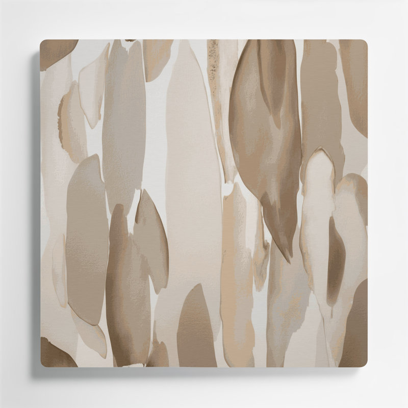 Abstrait aquarelle 3, art mural en métal beige, H 12 po x l 12 po