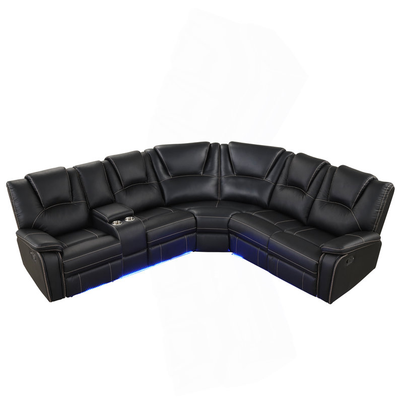 Fauteuil inclinable manuel moderne en similicuir avec console centrale et bande lumineuse DEL