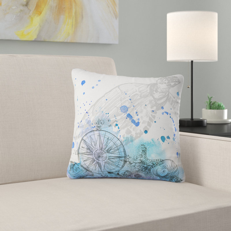 Créatures marines - oreiller imprimé animal, 16 po x 1 po, Coussin décoratif