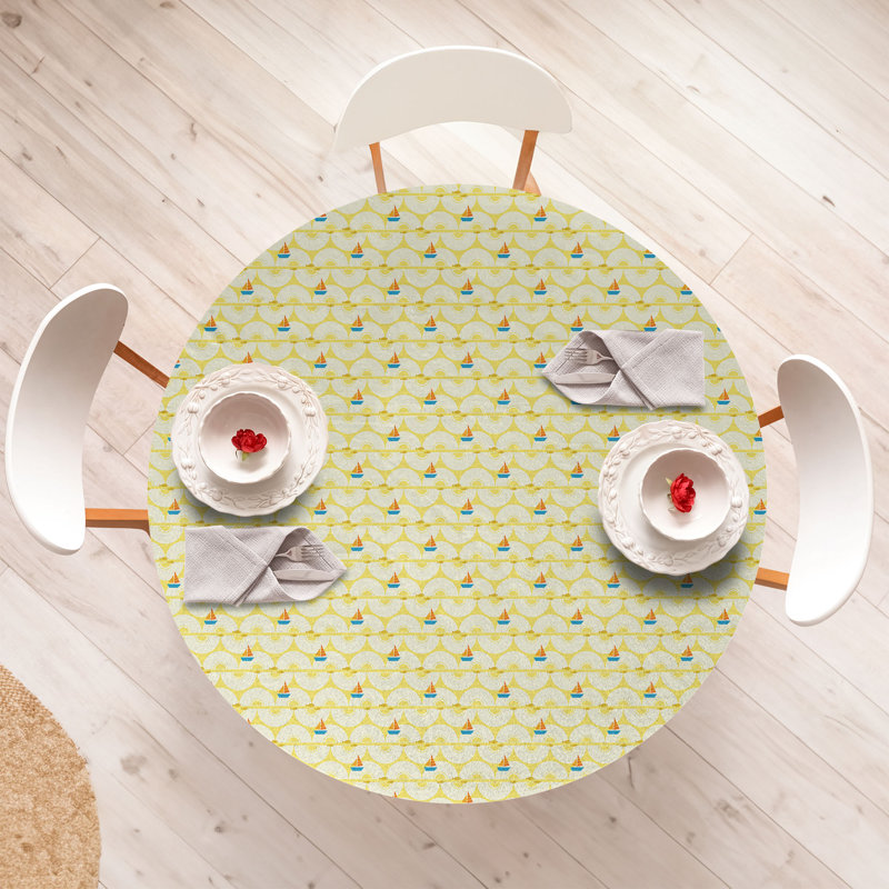 Bay Isle Home™ Cartoon Fitted Round Tablecloth Diameter Multicolor
