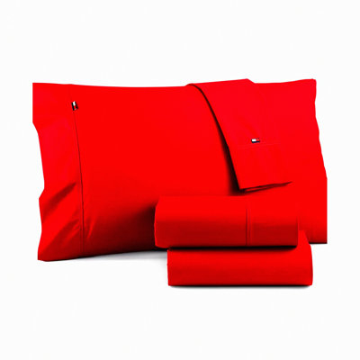 Red Signature Solid Twin XL Sheet Set - T200 Quality Cotton Bedding