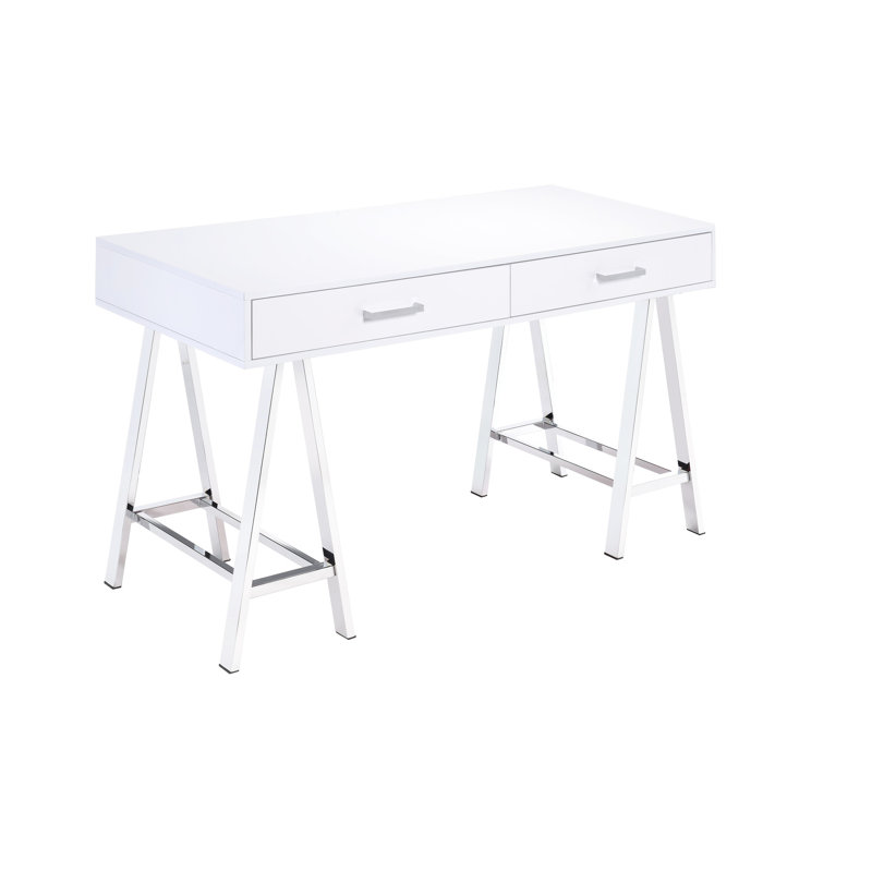 Bureau blanc brillant avec charme et bureau élégant, Blanc