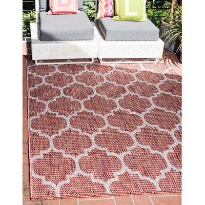Outdoor Veranda Area Rug Brick Color