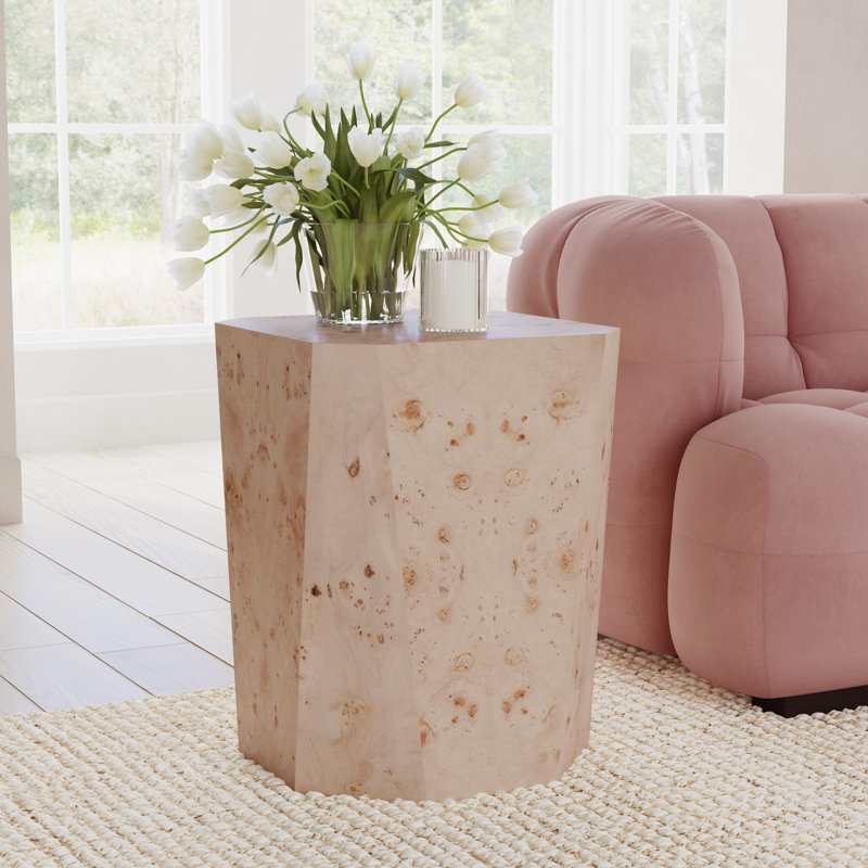 Avena Burl Wood End Table, Natural