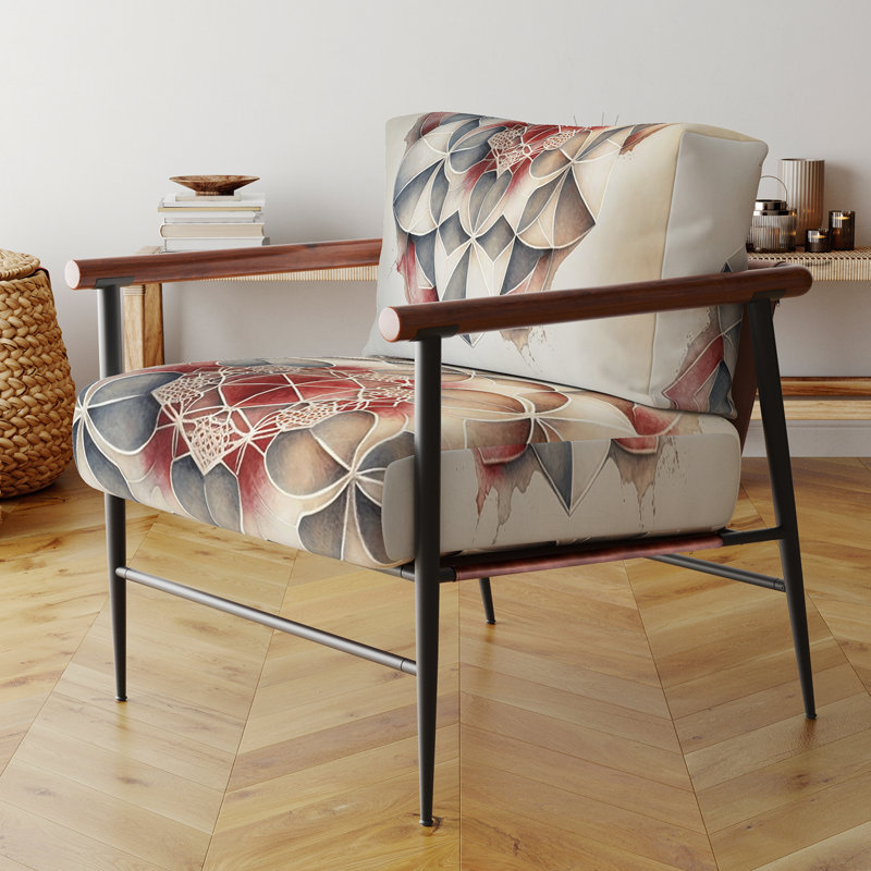 Cyress - Fauteuil rembourré à motif géométrique abstrait, Doré
