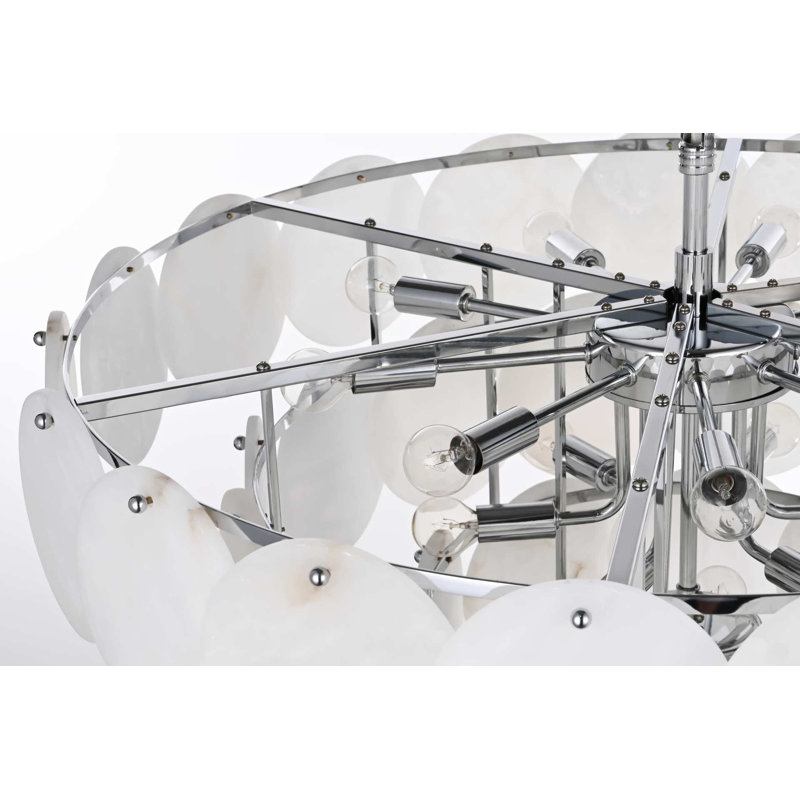 Lustre en albâtre 32 pouces Ikeny, Chrome chrome