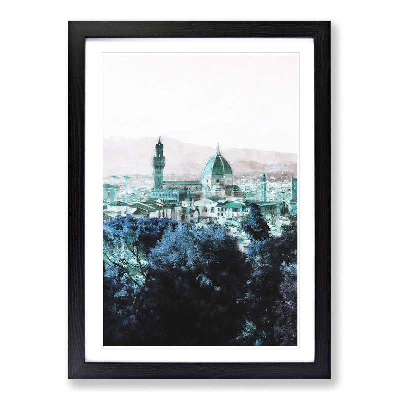 Florence Cathedral in Italy Abstract - Picture Frame Painting Print, 33cm H x 24cm W x 2cm D, Black Framed