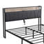 Lit plateforme en métal avec rangement et tête de lit - Aucun sommier nécessaire, assemblage facile, profondeur de 86,19 po, limite de poids de 600 lb, plateforme de tiroir avec revêtement de taille-1839628447