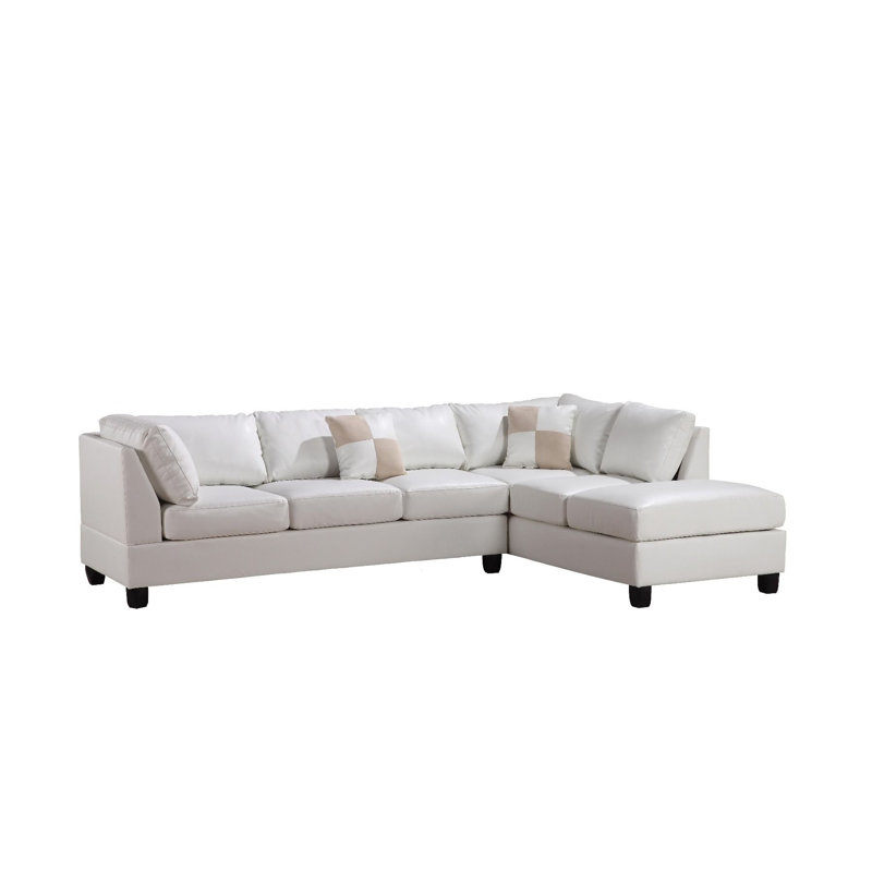 Canapé modulaire réversible Malone, Similicuir blanc