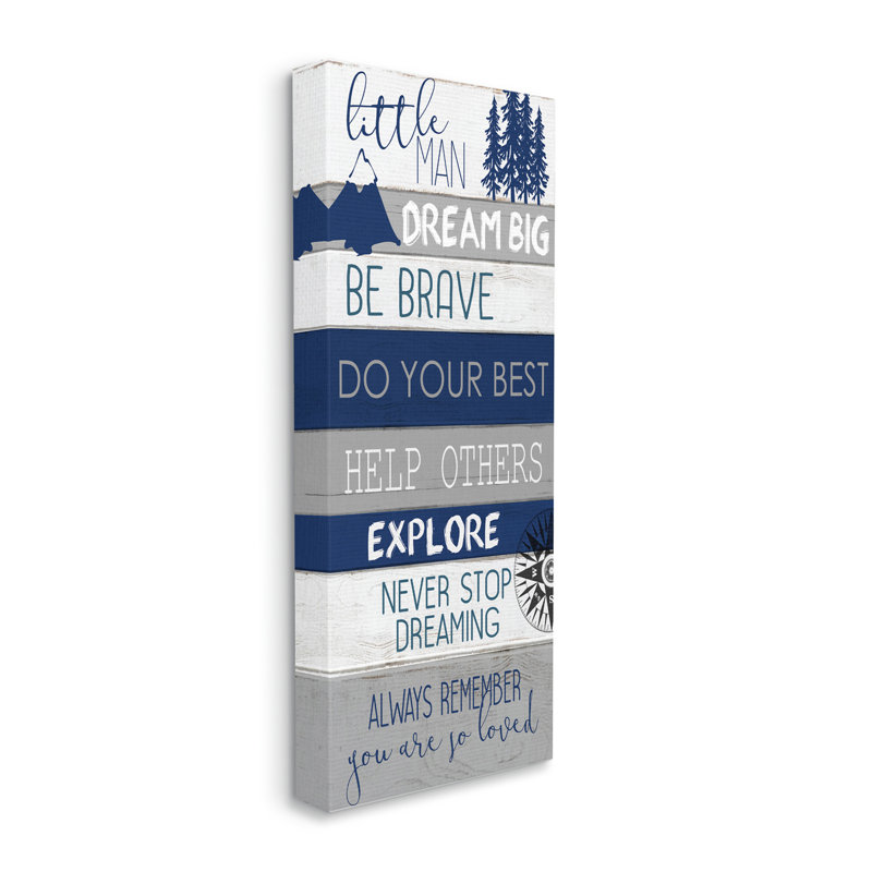 Petit homme rêve «Big Compass», Toile tendue, H 24 po x l 10 po x P 1,5 po