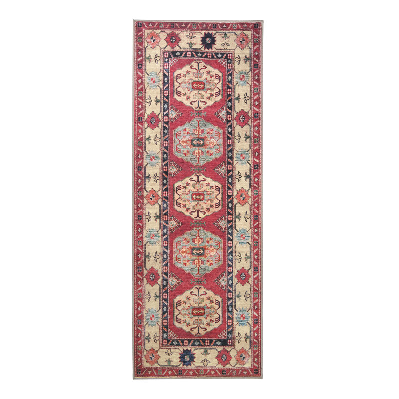 Shary Coral Performance Flatweave Washable Oriental Indoor Rug, Runner 2'5" x 7'
