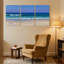 Nautique et plage, vagues de l'océan, ciel, sable, eau, horizon, bleu, ensemble de 3 impressions sur toile-997931461