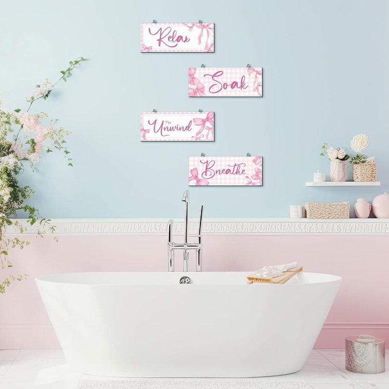 Ensemble de 4 décorations murales Coquette Pink Bow