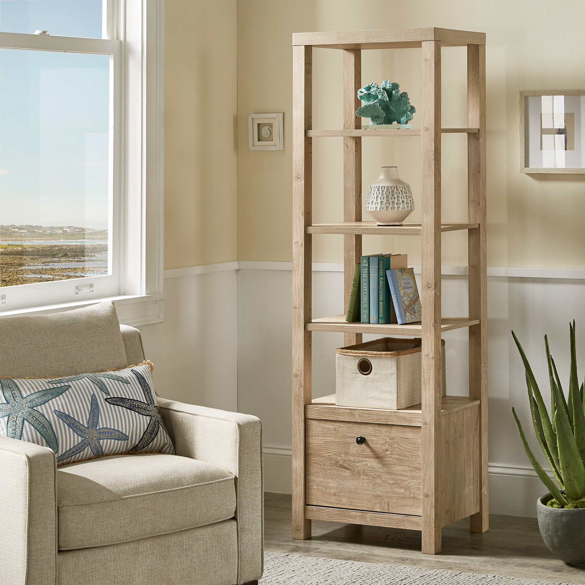 Gracyn 8-Tier Narrow Bookshelf with Adjustable Shelves Millwood Pines Color: White