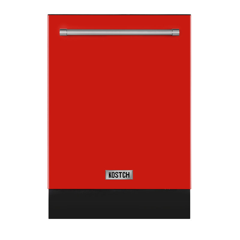 Lave-vaisselle encastrable 24 po avec troisième support Kostch, 15 couverts, certifié Energy Star, 45 dBA, rouge, Rouge