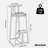 Set Of 3 Bar Stools With Backrest, Footrest And Metal Frame