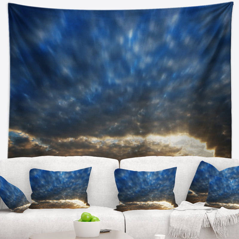 Tapisserie «Seascape Dramatic Blue and Brown Skies», H 32 po x l 39 po