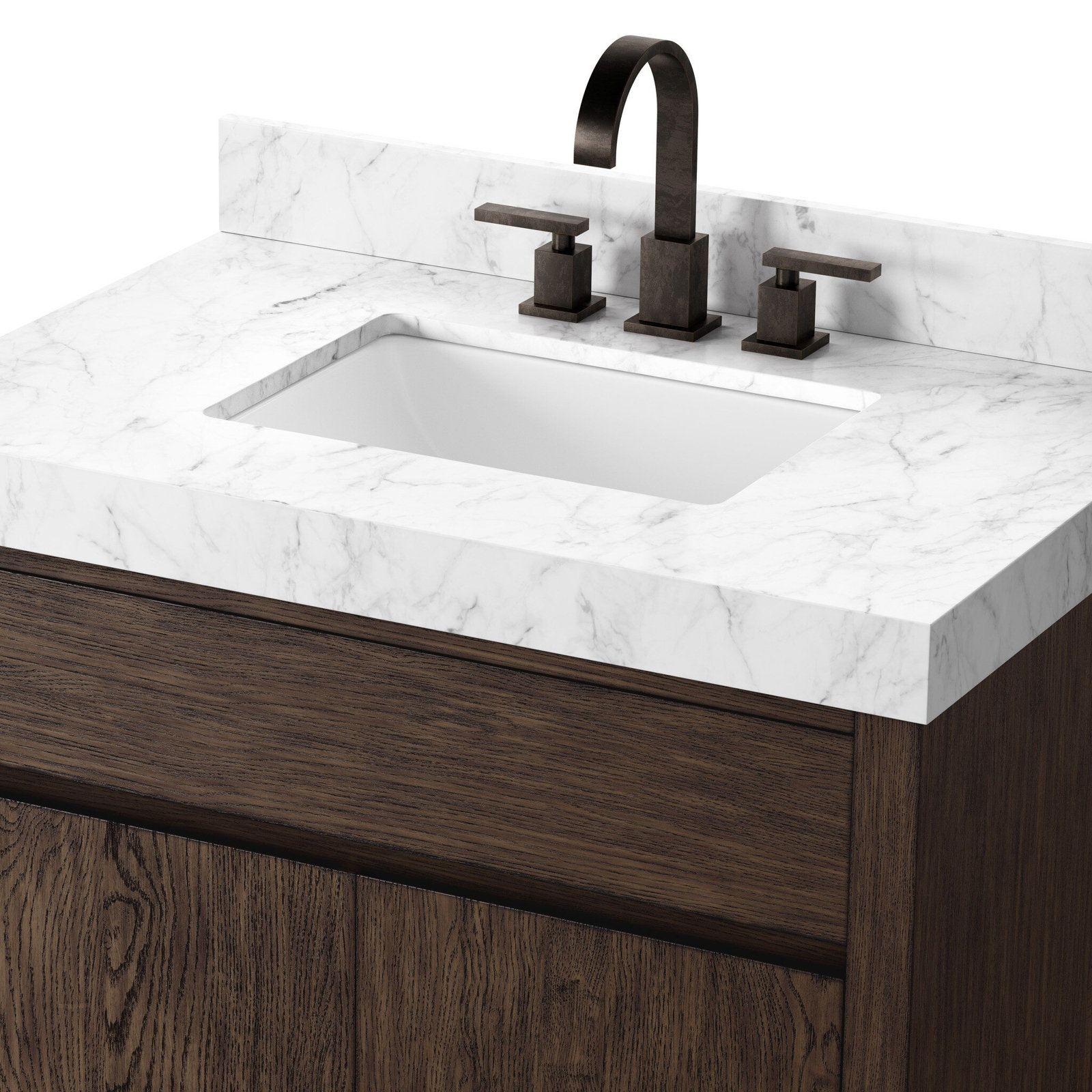 Oak Single Bathroom Vanity, Satin Espresso Oak