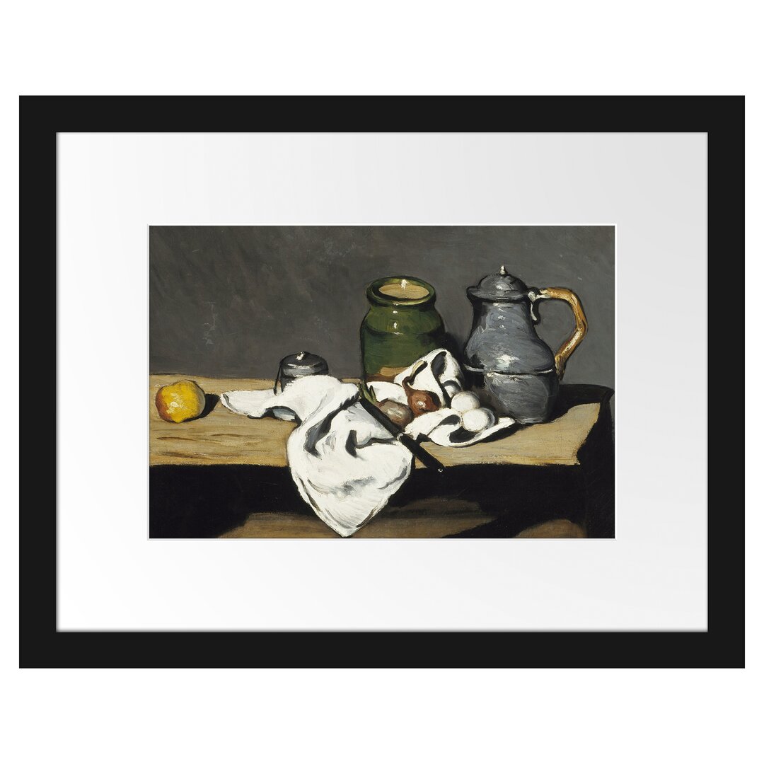 Gerahmter Kunstdruck Still Life with Open Drawer von Paul Cezanne