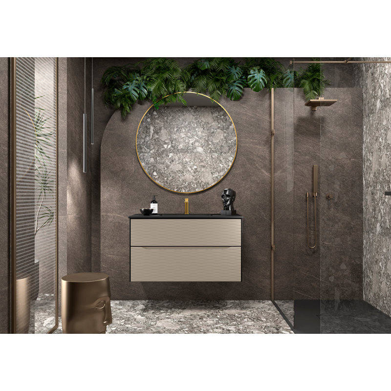 Meuble-lavabo de salle de bain Collection SAHARA par DAX, Noir mat
