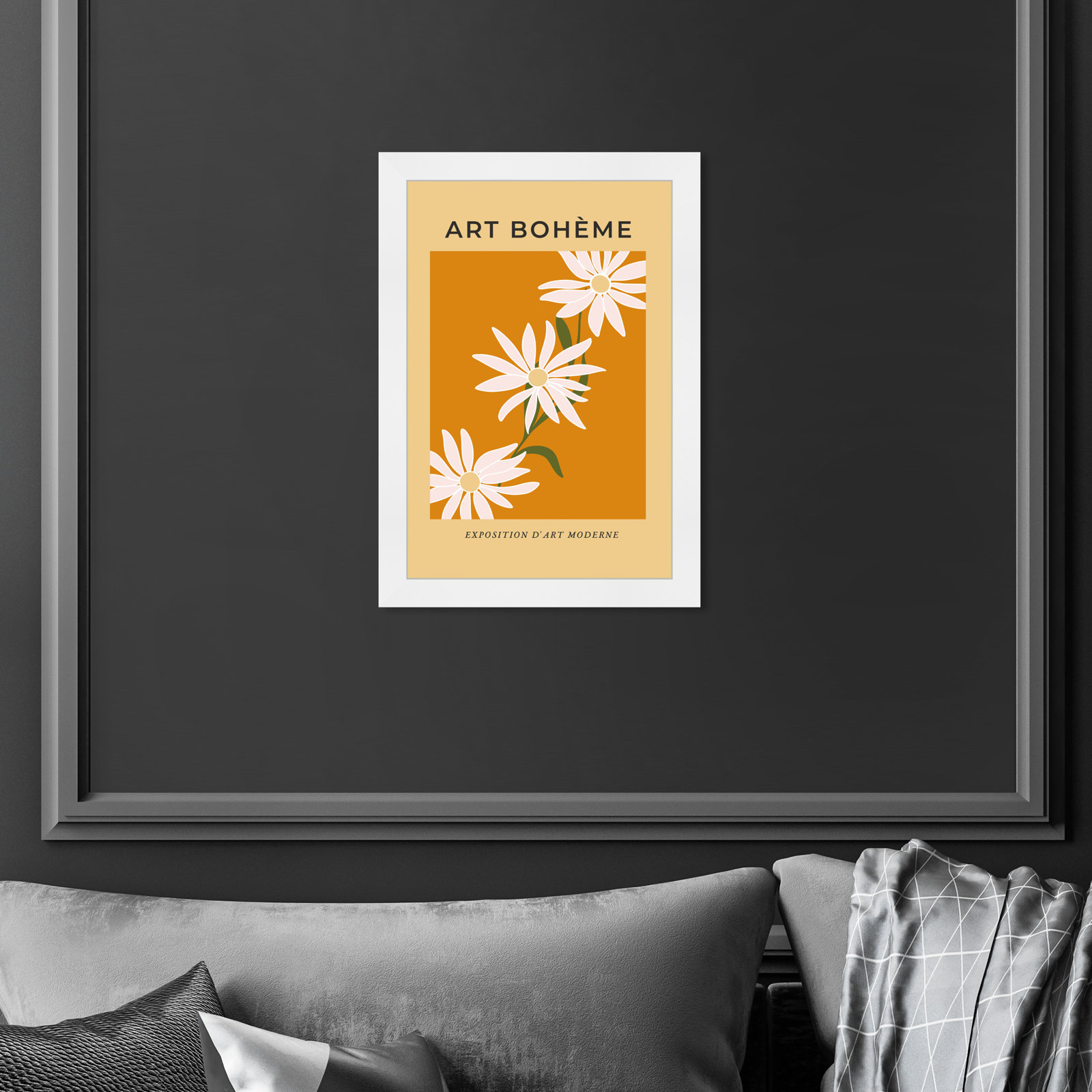 French "White Daisy" Print by Oliver Gal, 17" H x 12" W, White Framed Paper