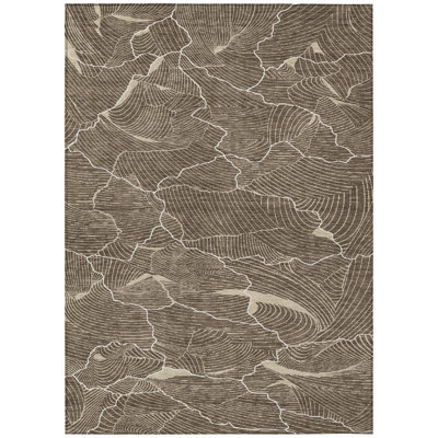 Sahari Brown Washable Indoor-Outdoor Rug - 
