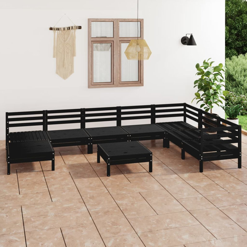 Ensemble de conversation modulaire 9 pièces Valleria, Noir