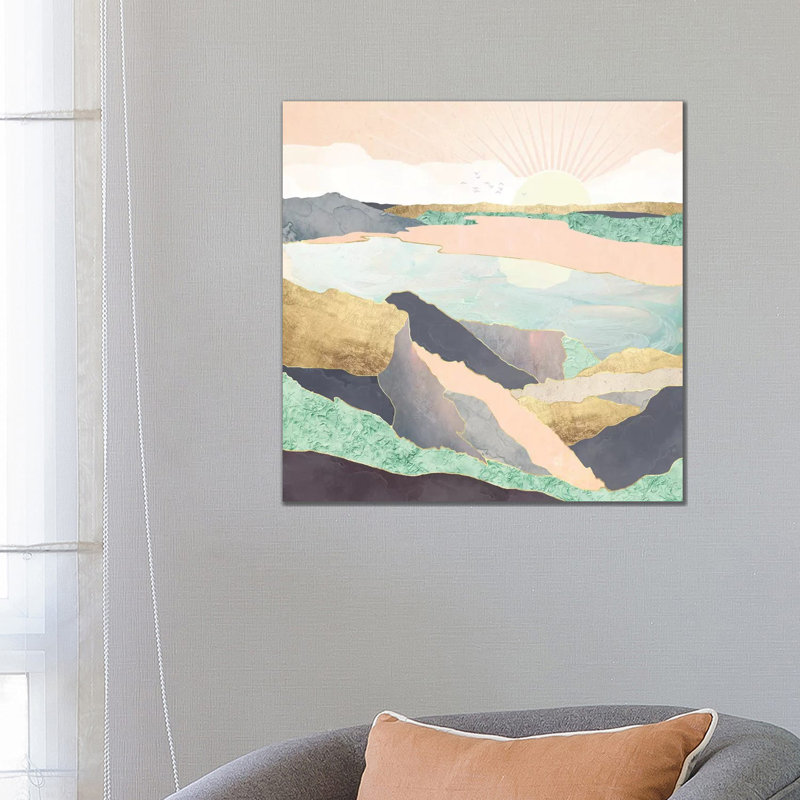 Sunrise Beach - impression d'art graphique, Toile tendue, Pas de tapis, H 26 po x l 26 po x P 1,5 po