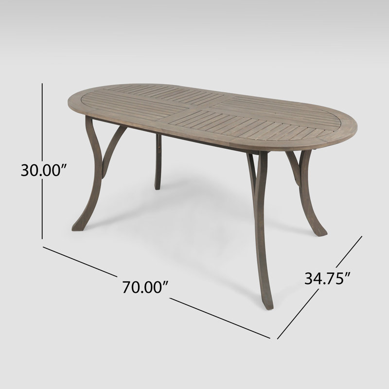 Gray Acacia Wood 6-Person Outdoor Dining Set with Cream Cushions