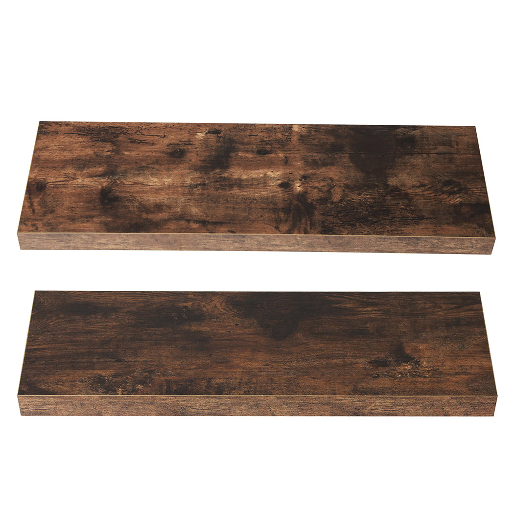 Floating Shelf Wall Mounted Storage Modern Easy Assembly 2 PCS Brown