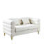 60 pouces 2 places, assise moelleuse et profonde, blanc, avec coussins, profilé moderne pour espace de vie principal confortable, moderne, bois et métal