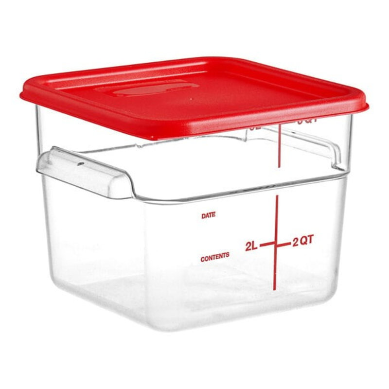 Vigor 6 pte Contenant alimentaire transparent en polycarbonate et couvercle rouge - paquet de 6
