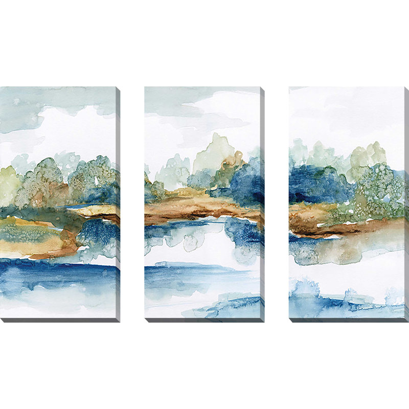 «Blue Serenity», reproduction sur toile 3 pièces, H 32 po x l 48 po x P 1 po