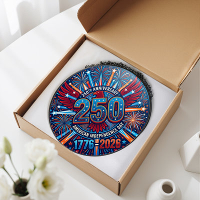 Panneau de fenêtre en verre pour décoration intérieure Fireworks Eagle 250th Anniversary H 12 "