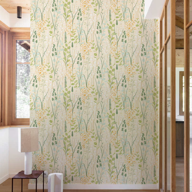 Karuna Collection Meadow Leaf Wallpaper Roll, Green