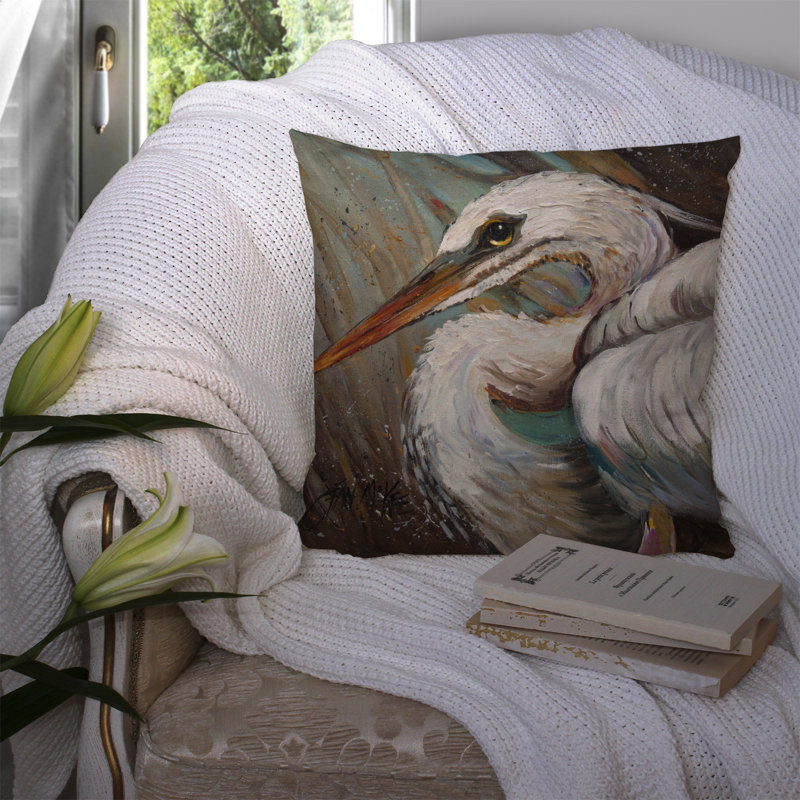 Coussin intérieur/extérieur White Egret, H 18 po x l 18 po x P 5,5 po