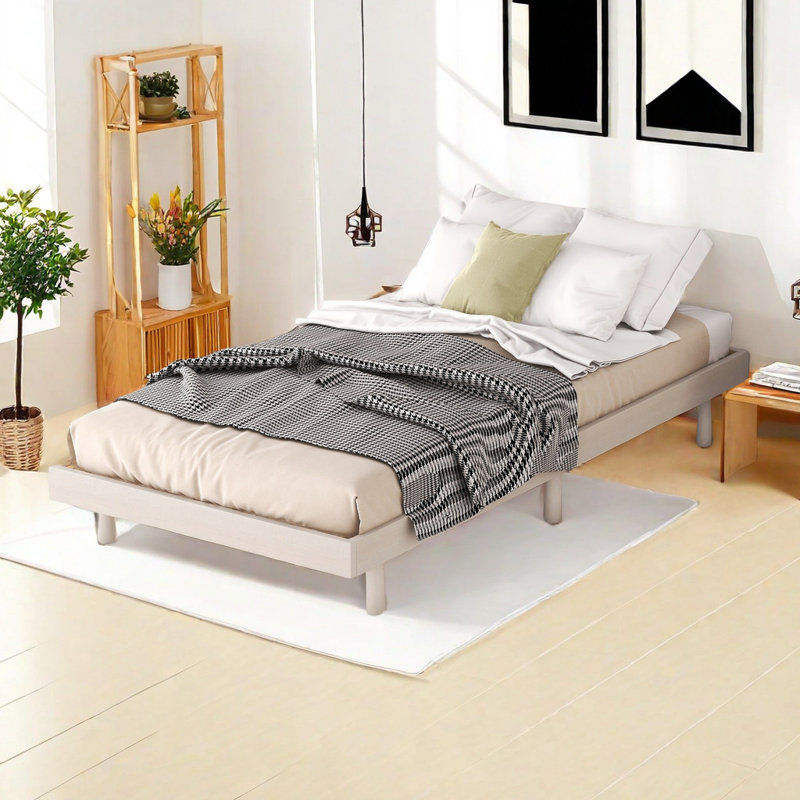 Base de lit plateforme flottante, Double, Blanc délavé